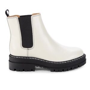 Marc Fisher White and Black Leather Booties